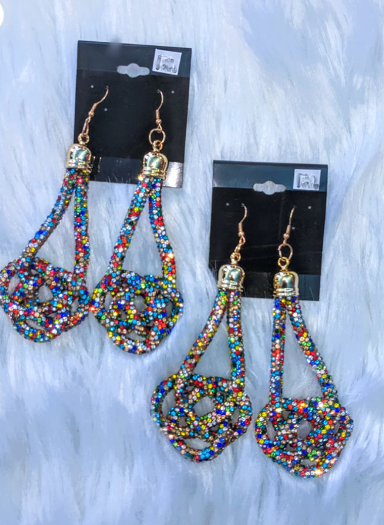 Knotted Style Jeweled Earrings